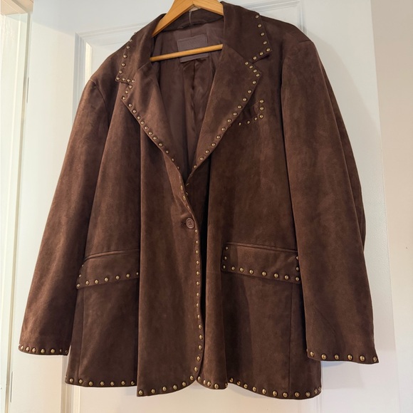 BLANKNYC Studded Vegan Suede Blazer Jacket, NWOT, size 2X - Picture 5 of 6